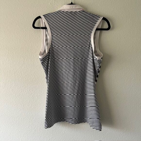 Nike Sleeveless Golf Polo Shirt Black and White Stripes Size S - Picture 2 of 5